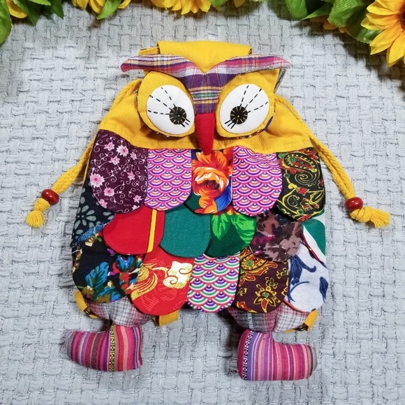 Handbags - Colorful quilted owl backpack purse